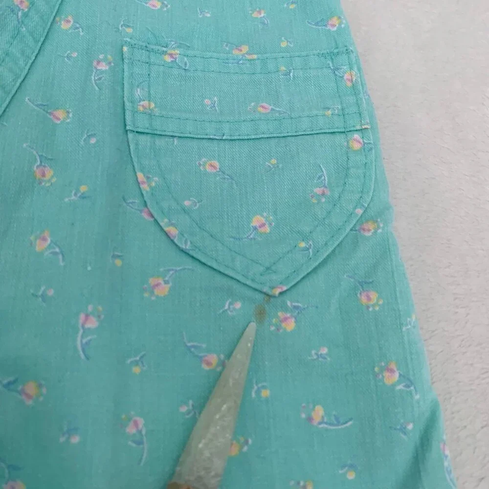 Vintage‎ OshKosh Bgosh Mint Green Floral Corduroy Overalls 12M Made in USA